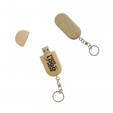 Wooden Body 1 GB USB Flash Drive with Key Chain
